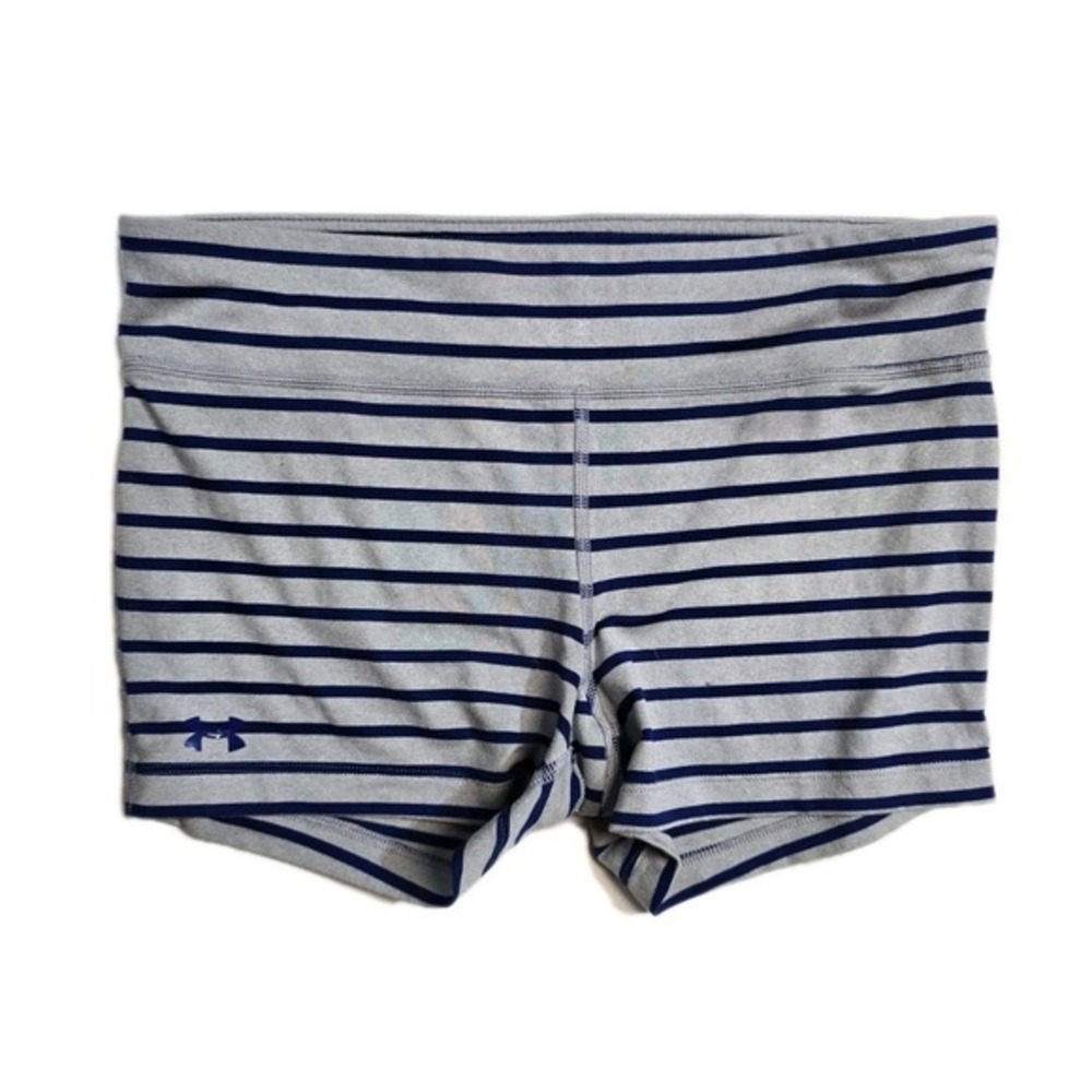 Under Armour Compression Shorts Small Gray Blue Striped Fitted